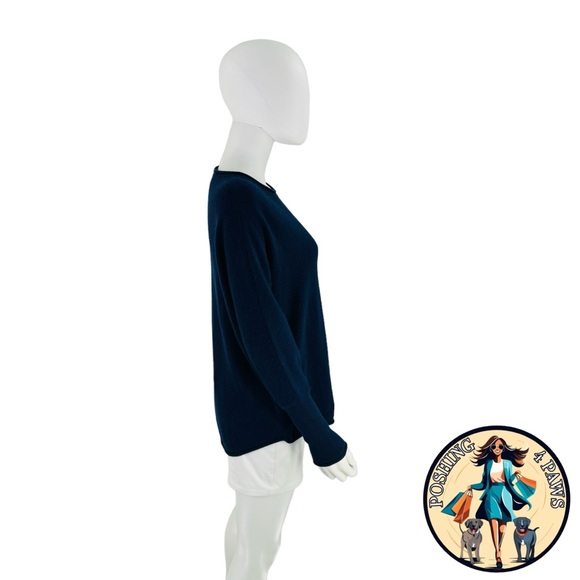Quince | NEW Navy 100% Cashmere Batwing Knit Relaxed Fit Sweater Size One Size - Picture 4 of 8